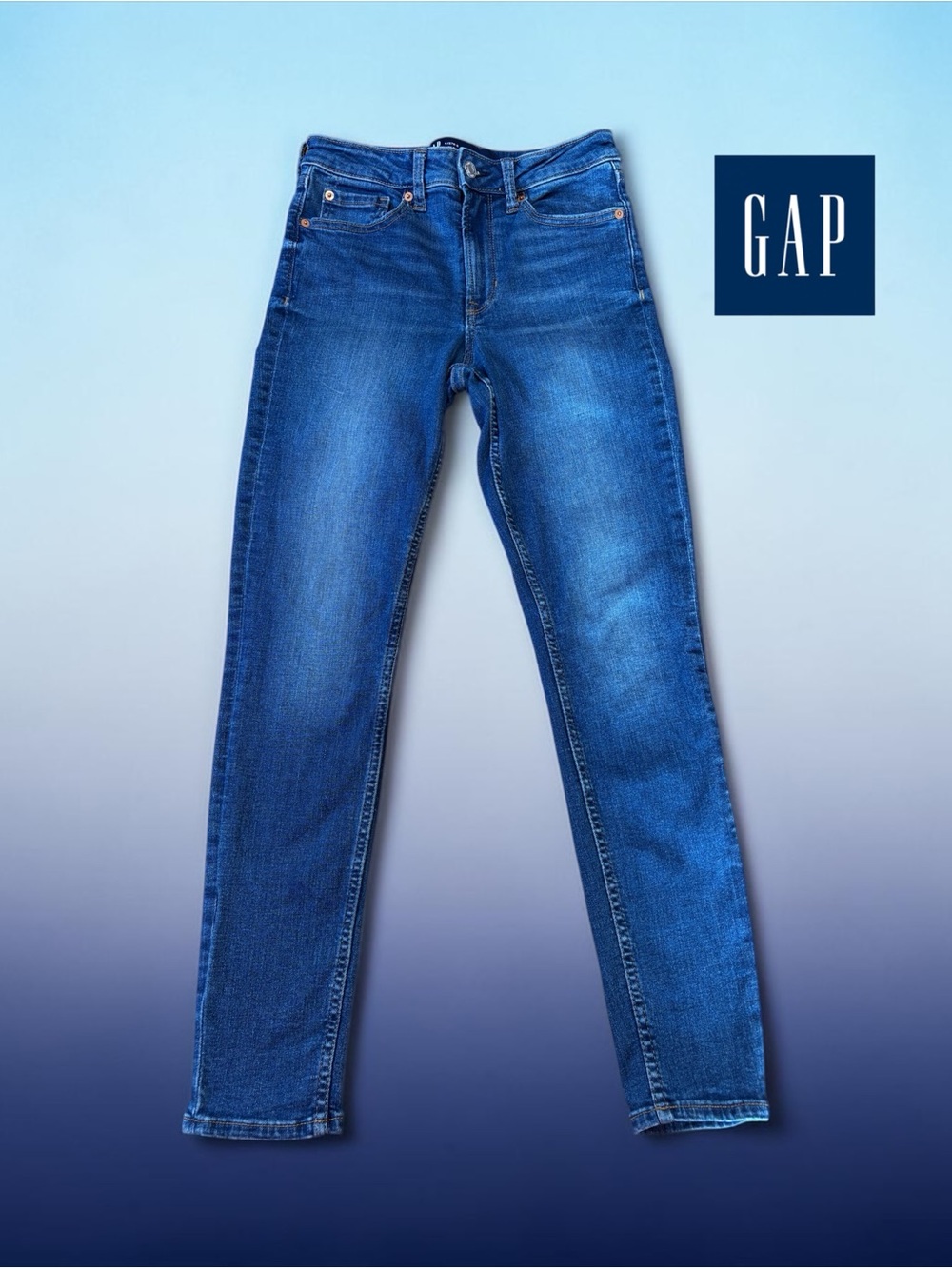 GAP High Rise Universal Legging Jeans Femme 4/27R Skinny Stretch Blue Denim